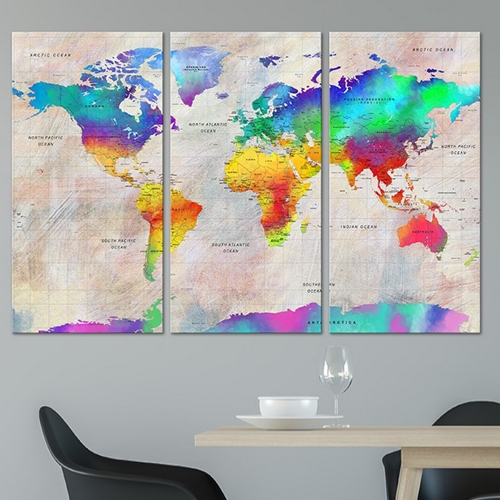 Tavla Arkiio World Map Rainbow Gradient