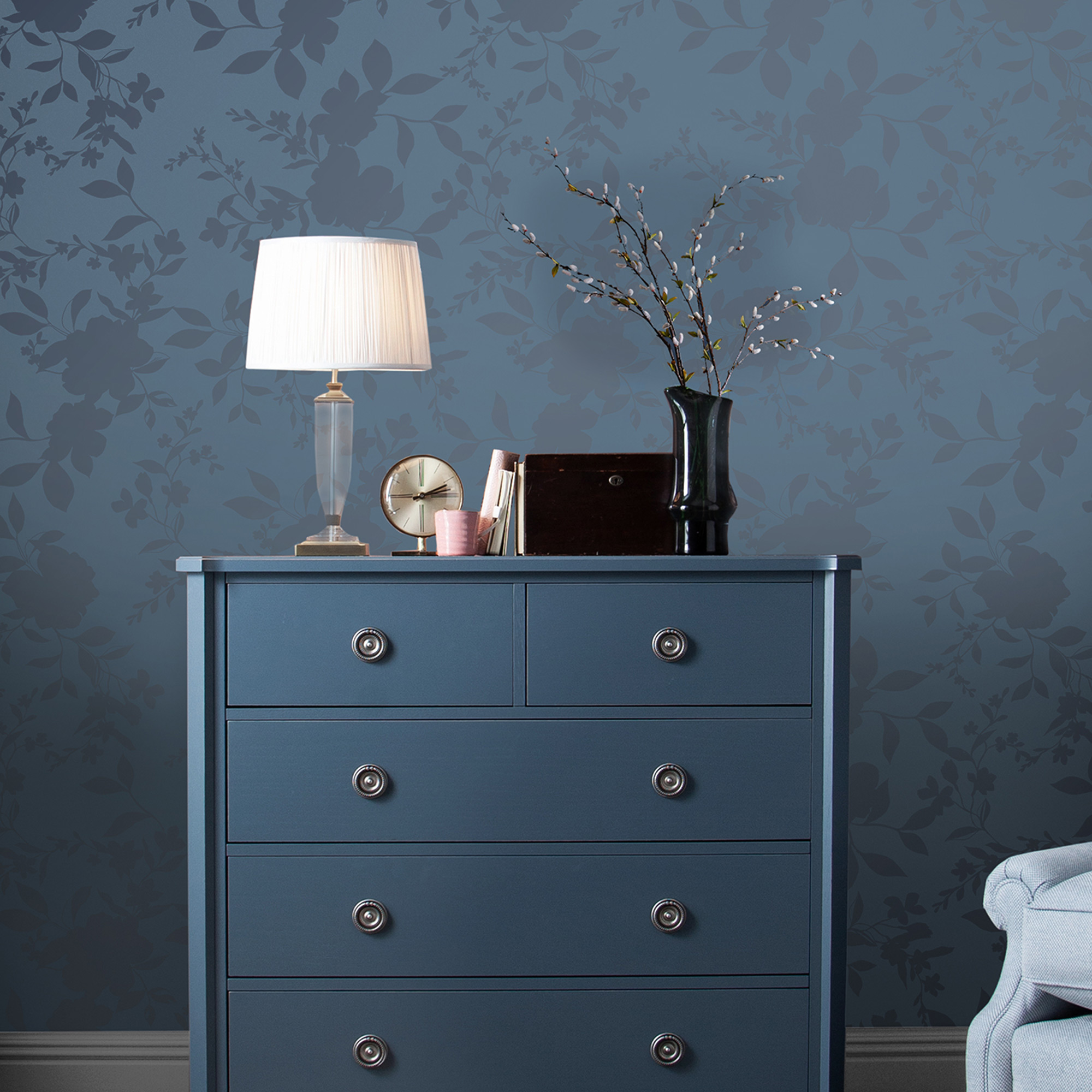 Tapet Laura Ashley Westbourne Midnight Blå 118484