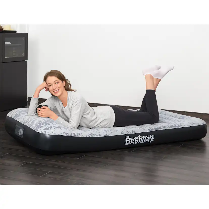 Uppblåsbar madrass Bestway Inbyggd Pump Tritech Airbed Twin Fashion Flock