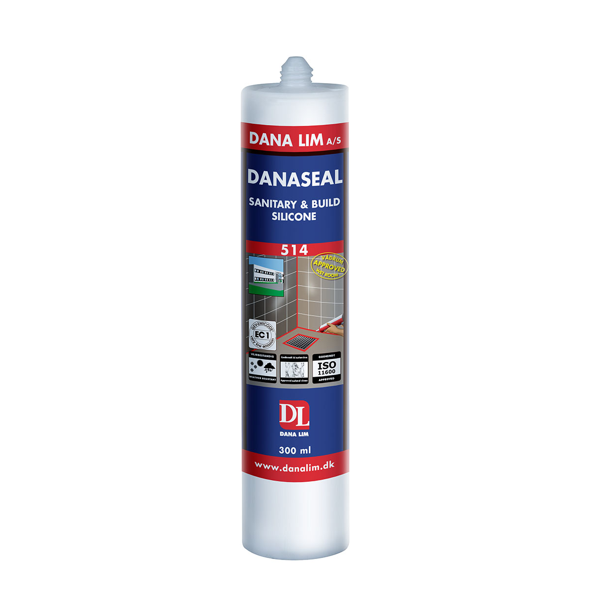 Fogmassa Danalim Silikon 514 Transparent för Våtrum & Bygg 300 ml