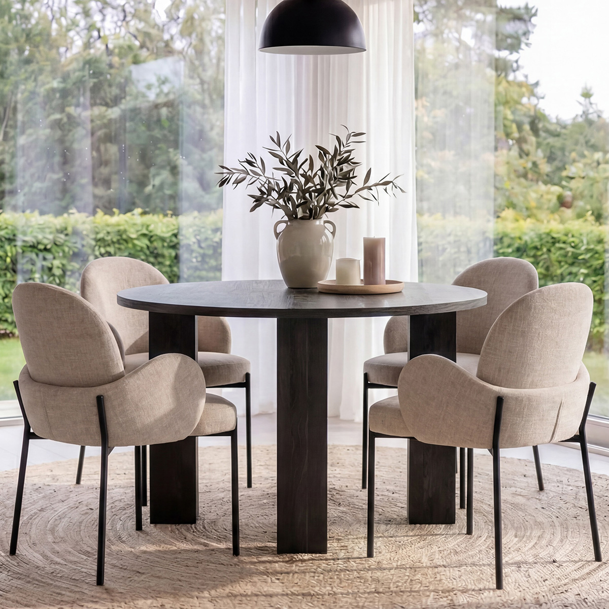 Matgrupp Venture Home Juno  Ø120 cm med 4st Blom Stolar