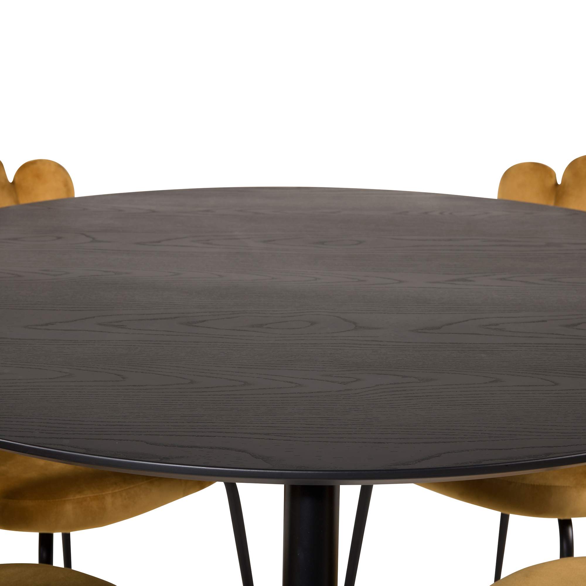 Dipp Dining Table - 115cm - Black Veneer / black legs w bras Guld