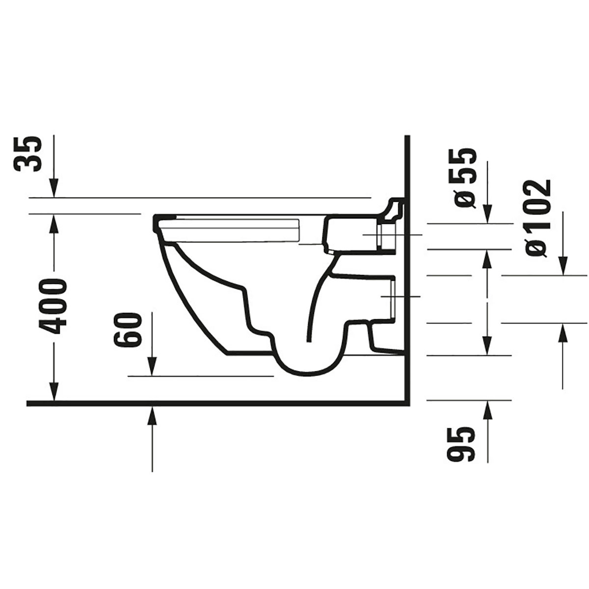 Vägghängd Toalettstol Duravit Starck 3 252709 Rimless utan Toalettsits