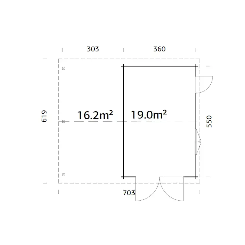 Garage Palmako Roger med Carport 36,5 m2 och Slagport