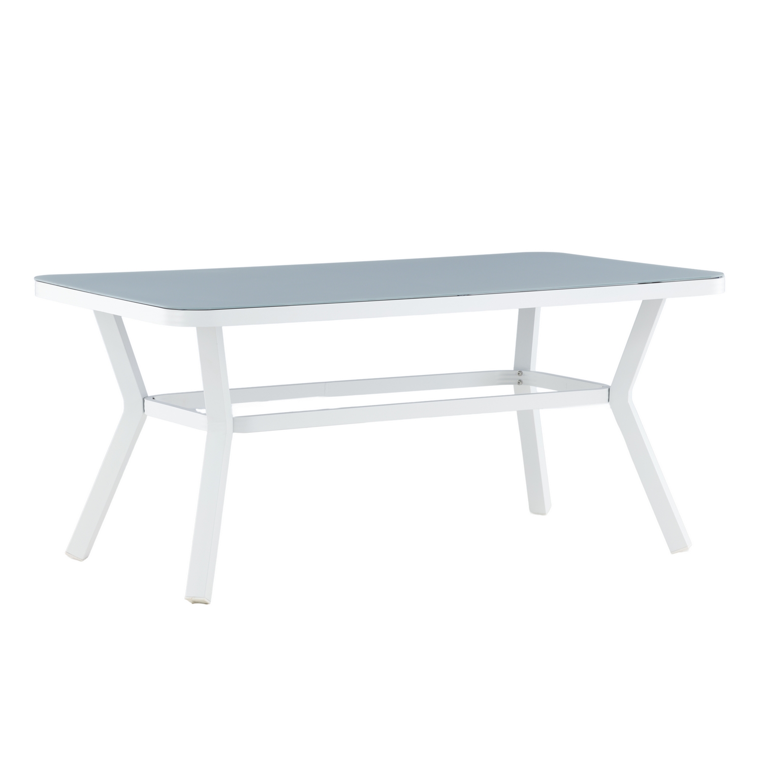 Virya Dining Table - White Alu / Grey Glass - small table Vit