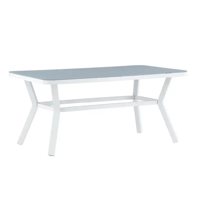 Virya Dining Table - White Alu / Grey Glass - small table Vit