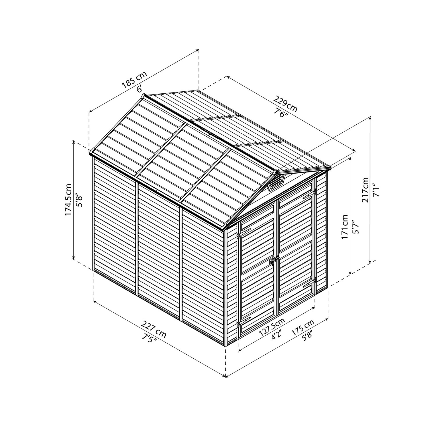 Vedskjul Canopia by Palram Skylight 4,2 m² Antracitgrått Redskapsskjul