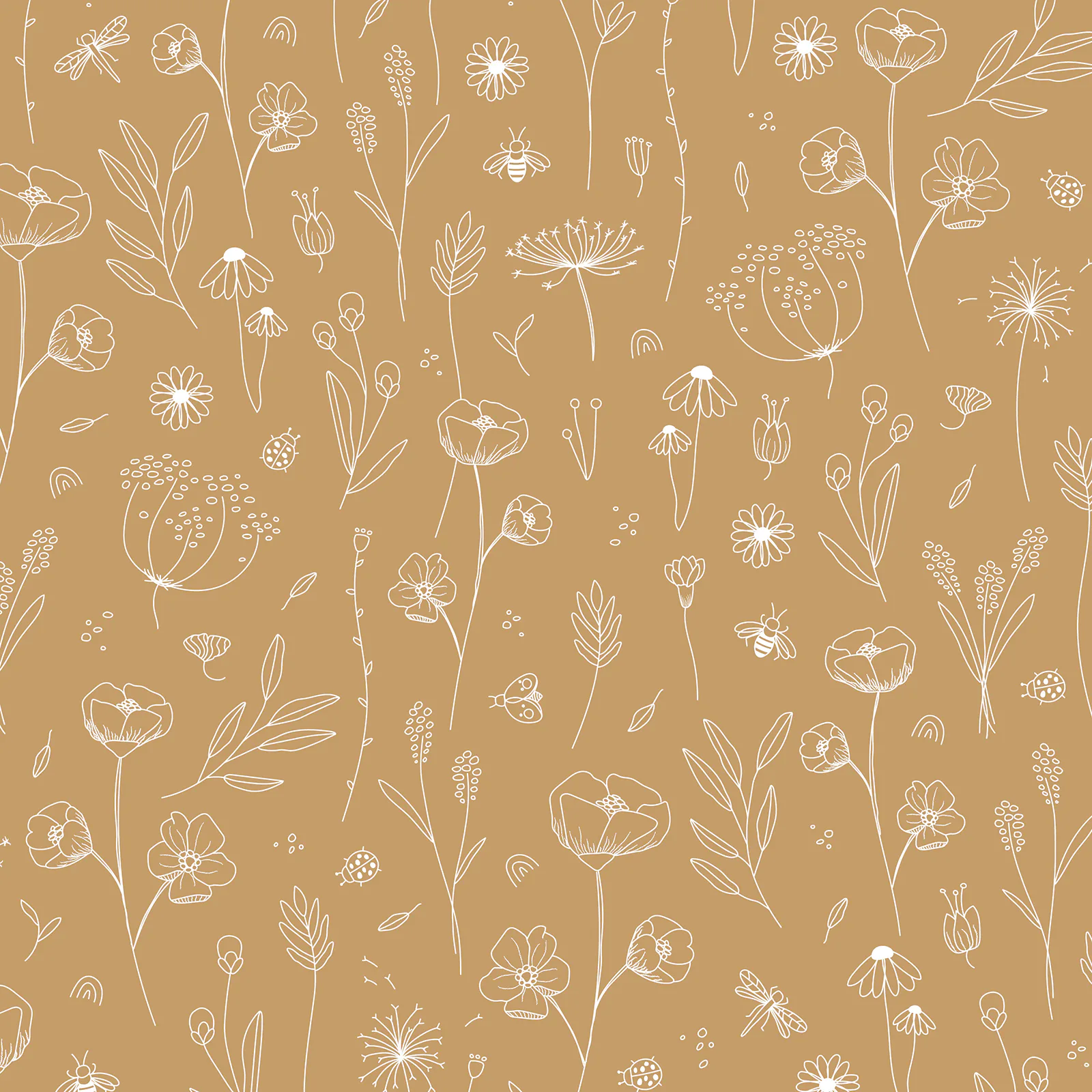 Tapet Little Dutch Wild Flowers Ochre/Gul