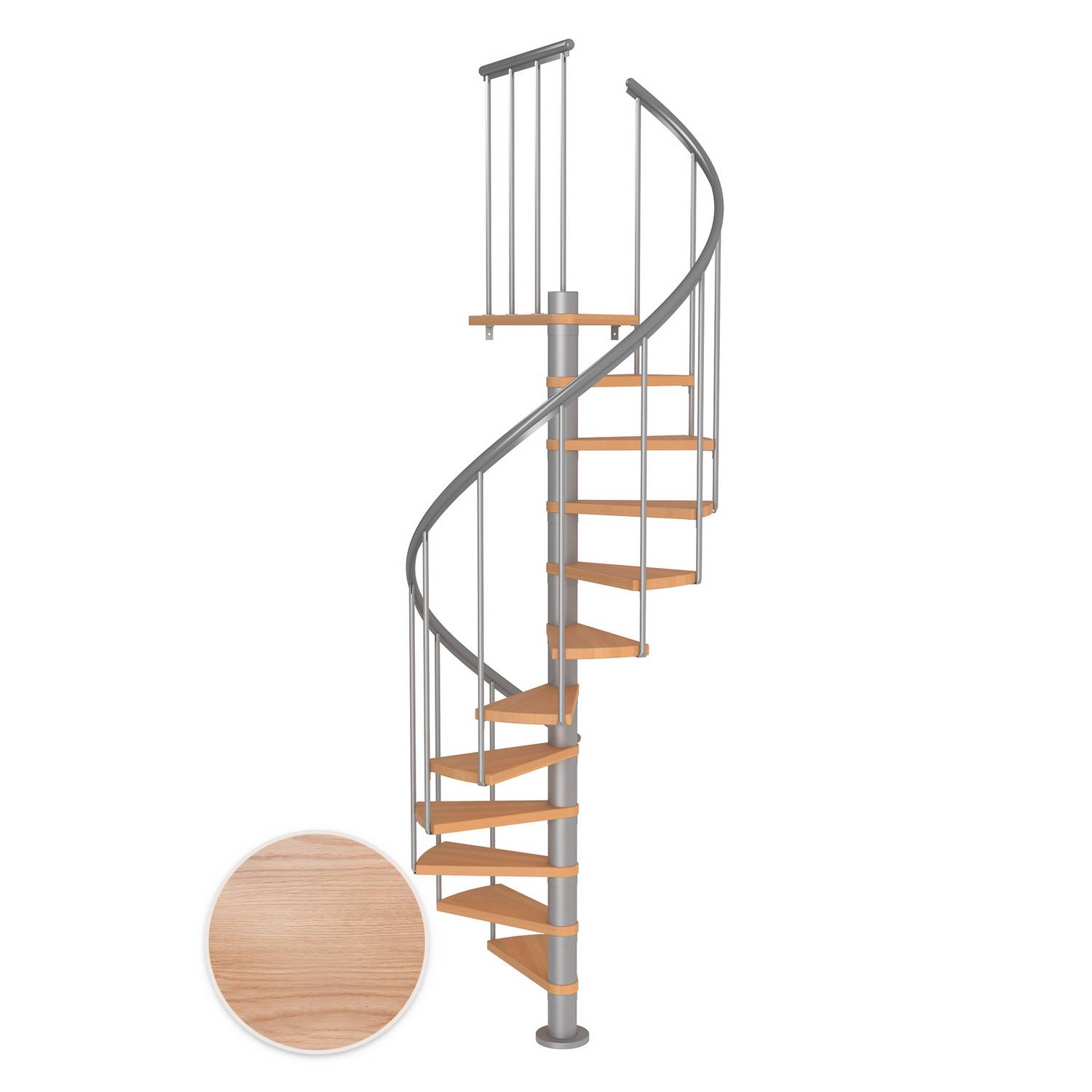 MONTREAL ek multiplex pearl grey CLASSIC2 14T Ø120 Pearl Grey, Golv till golv höjd: 3075-3525 mm, 14+1 steg