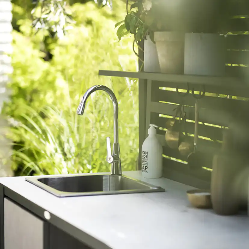 Utekök Hillerstorp Åminne Ljusgrå Bänkskiva inklusive Vask