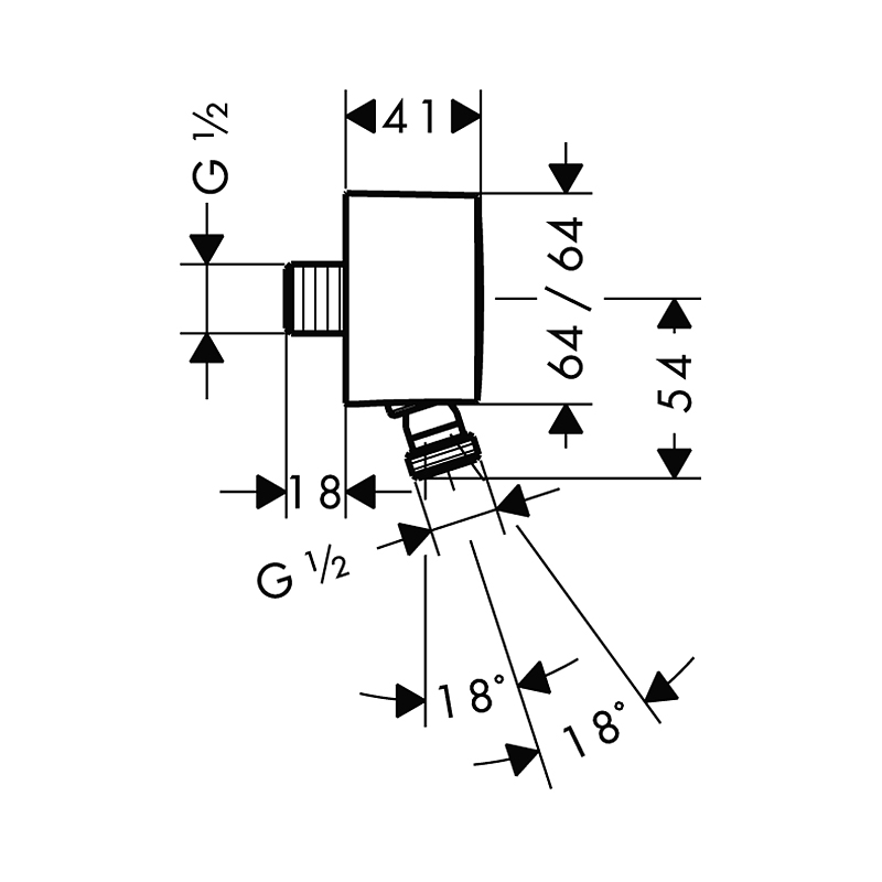 Vägganslutning Hansgrohe PuraVida FixFit Slangvinkel G 1/2