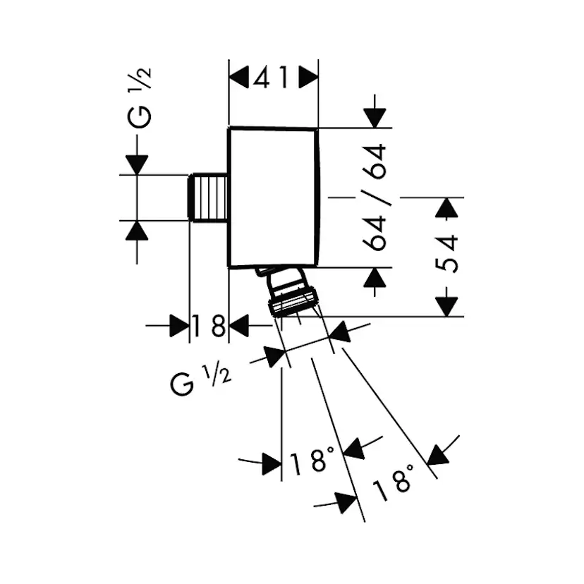 Vägganslutning Hansgrohe PuraVida FixFit Slangvinkel G 1/2