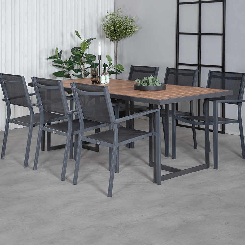 Matgrupp Venture Home King med 6 Curz Stapelbara Matstolar