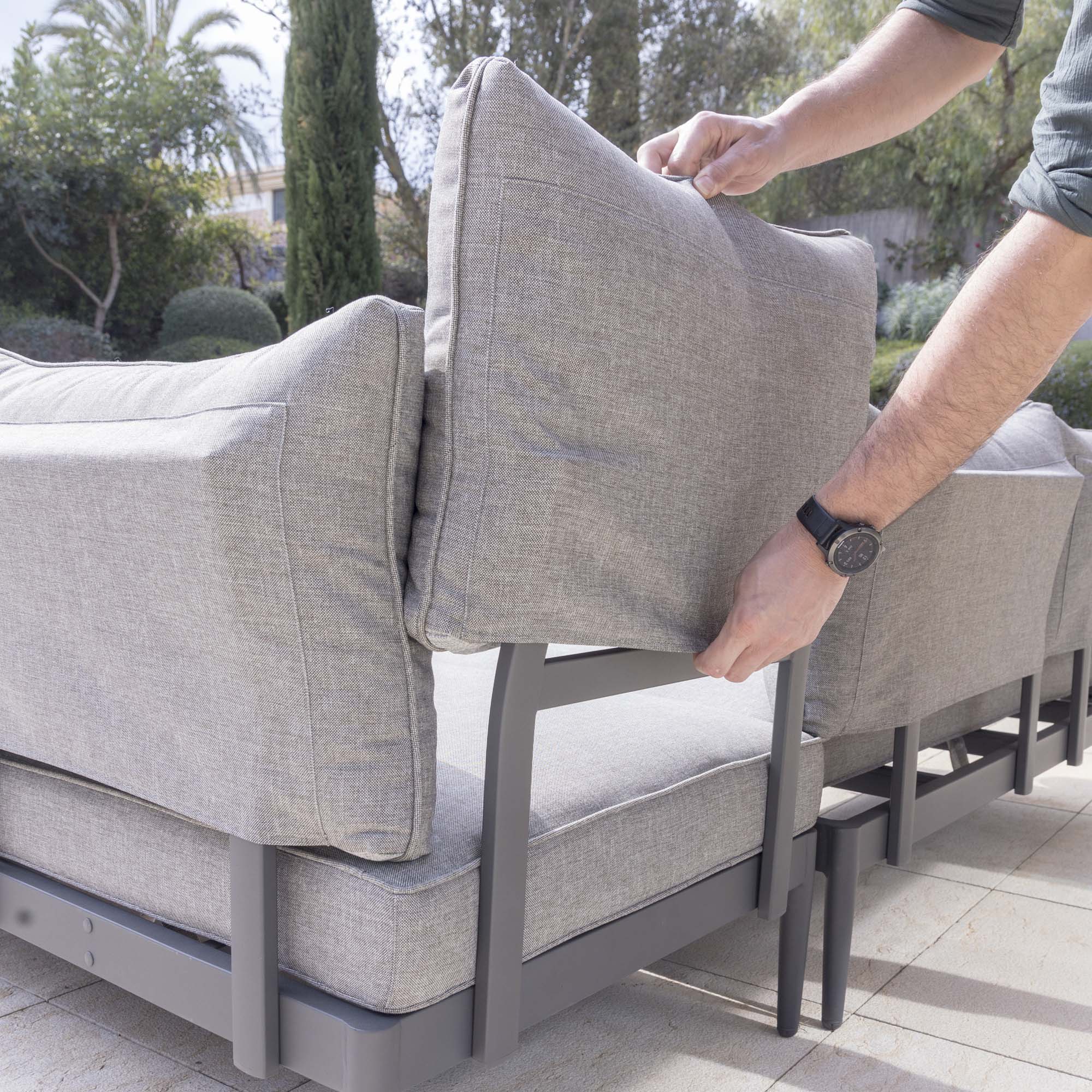 Loungegrupp LifestyleGarden TOPAZ vänster/höger 2-sitssoffa x 2 + soffbord 73 cm