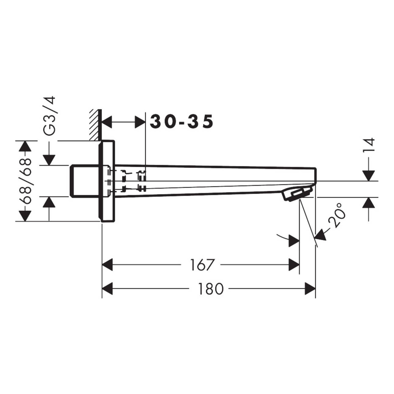 Utloppspip Hansgrohe Metropol 32542000 Krom