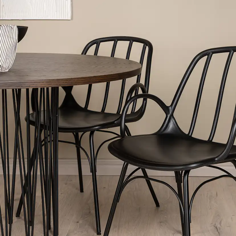 Matgrupp furniture/fashion Stone round Ø 120 cm med 4 Dyrön Stolar