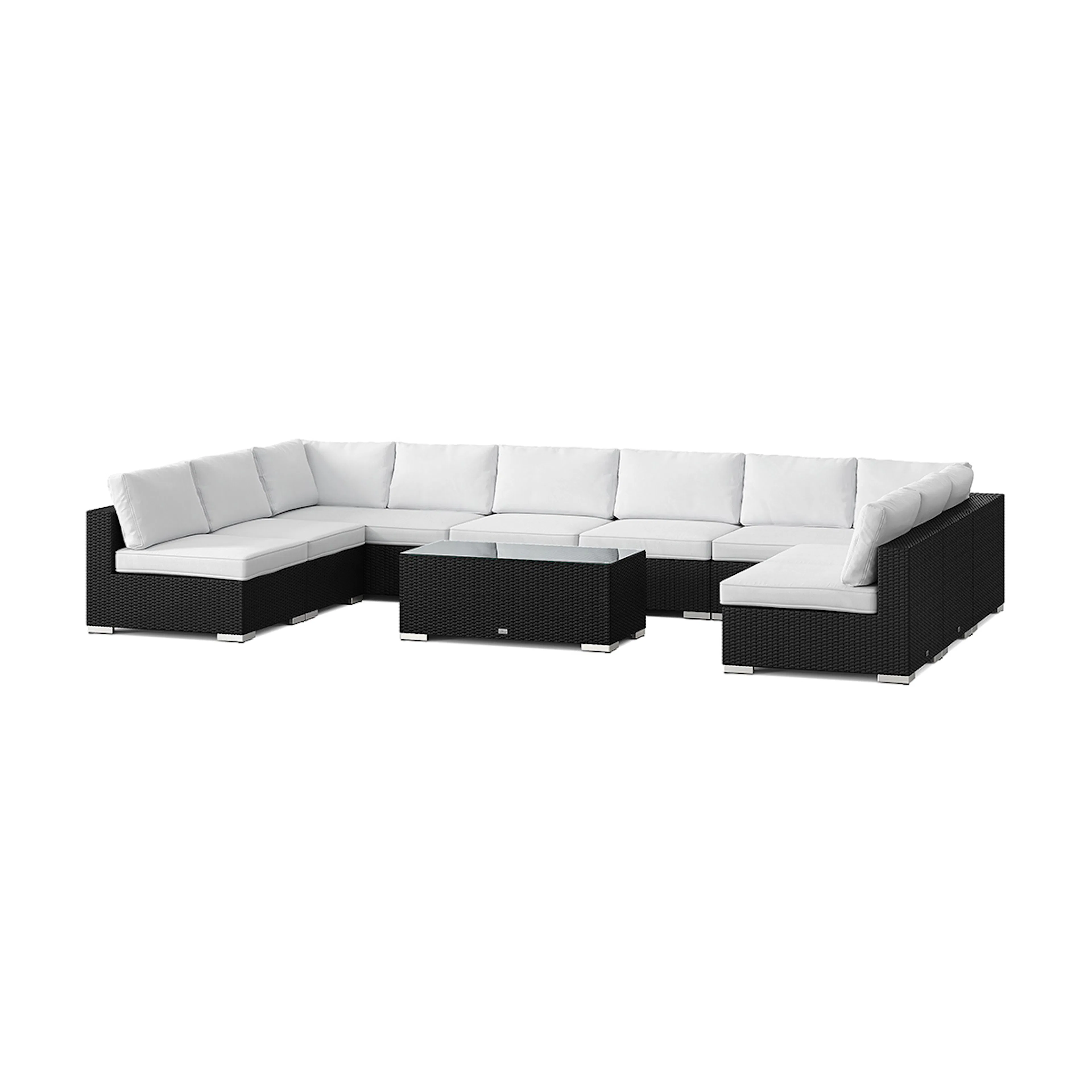 Loungegrupp Comfort Garden Bahamas U-formad utomhus loungegrupp med öppet avslut, 9-sits med bord