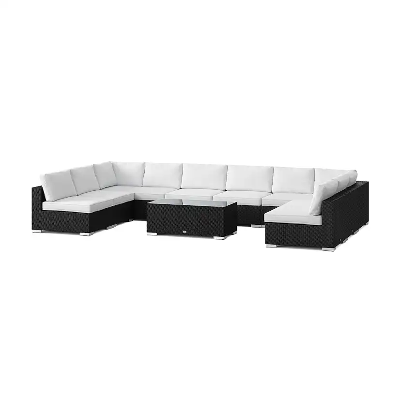 Loungegrupp Comfort Garden Bahamas U-formad utomhus loungegrupp med öppet avslut, 9-sits med bord