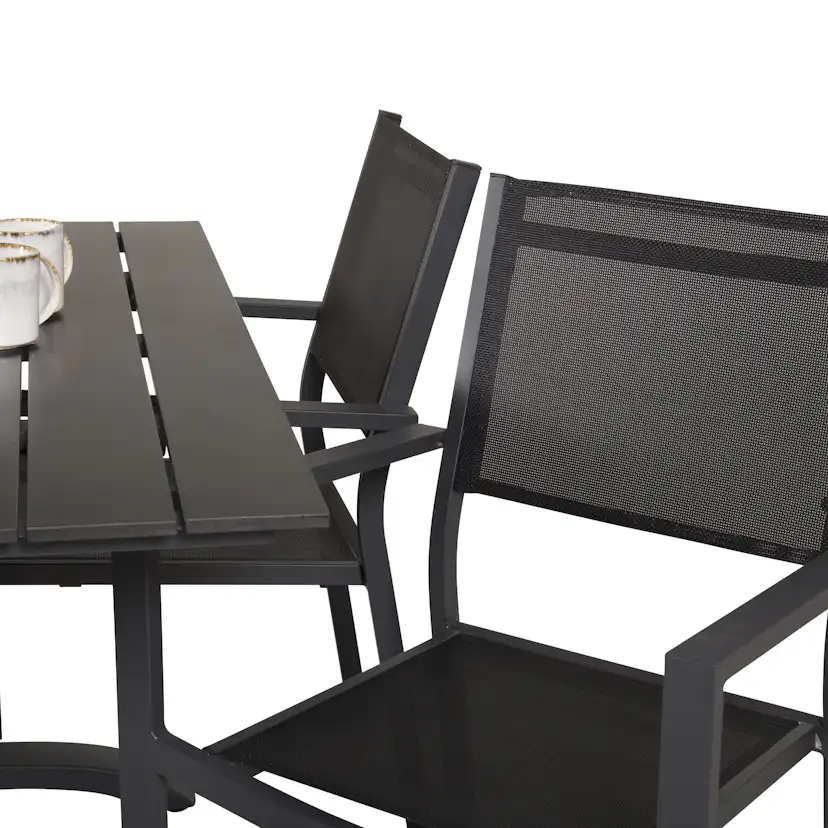 DenverCafé Bord120*70svartalu/Svart+Copacabana stolsvartalu4 Svart Bord, Svart Stol