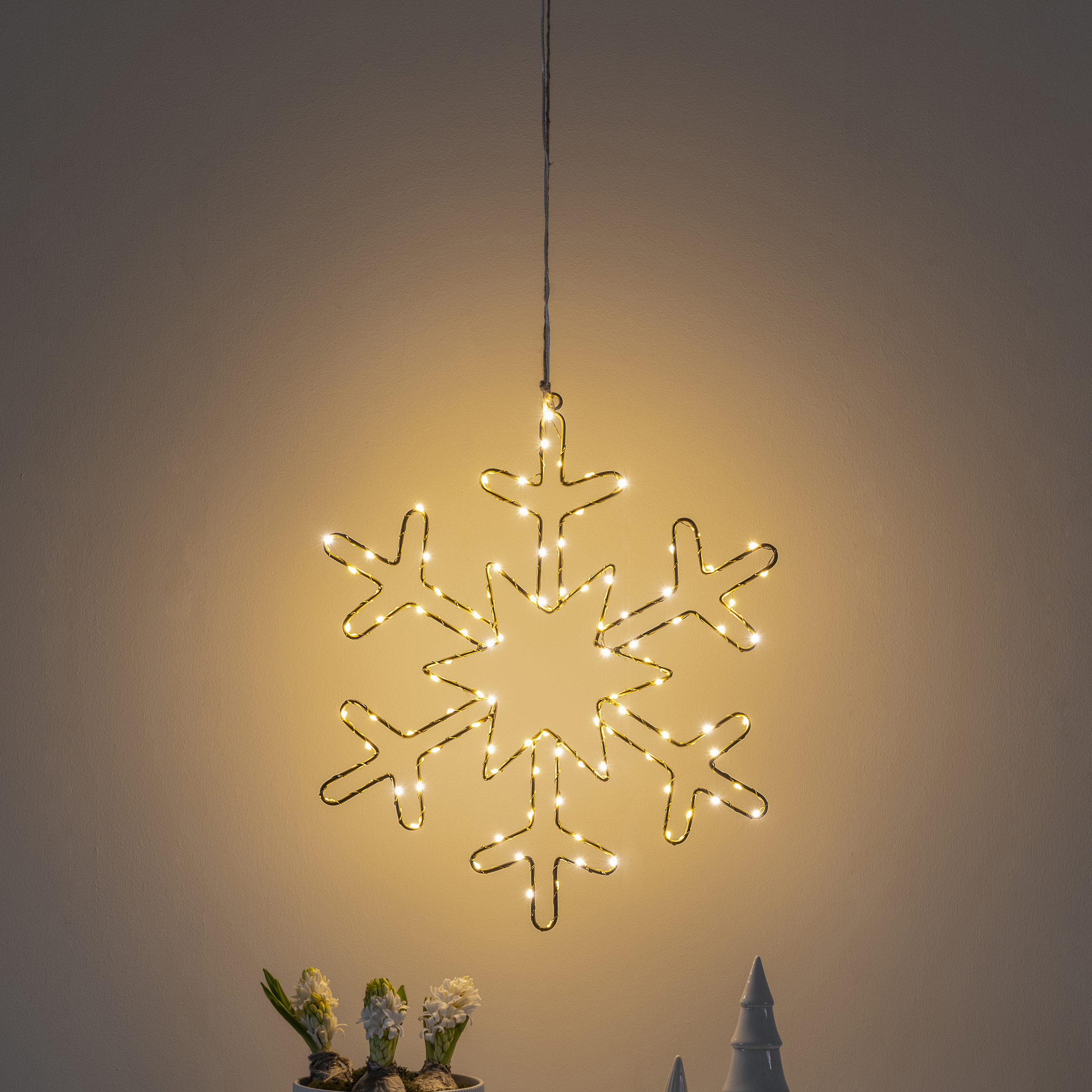 Ljusslang Gnosjö Konstsmide Snöflinga Metall Guld