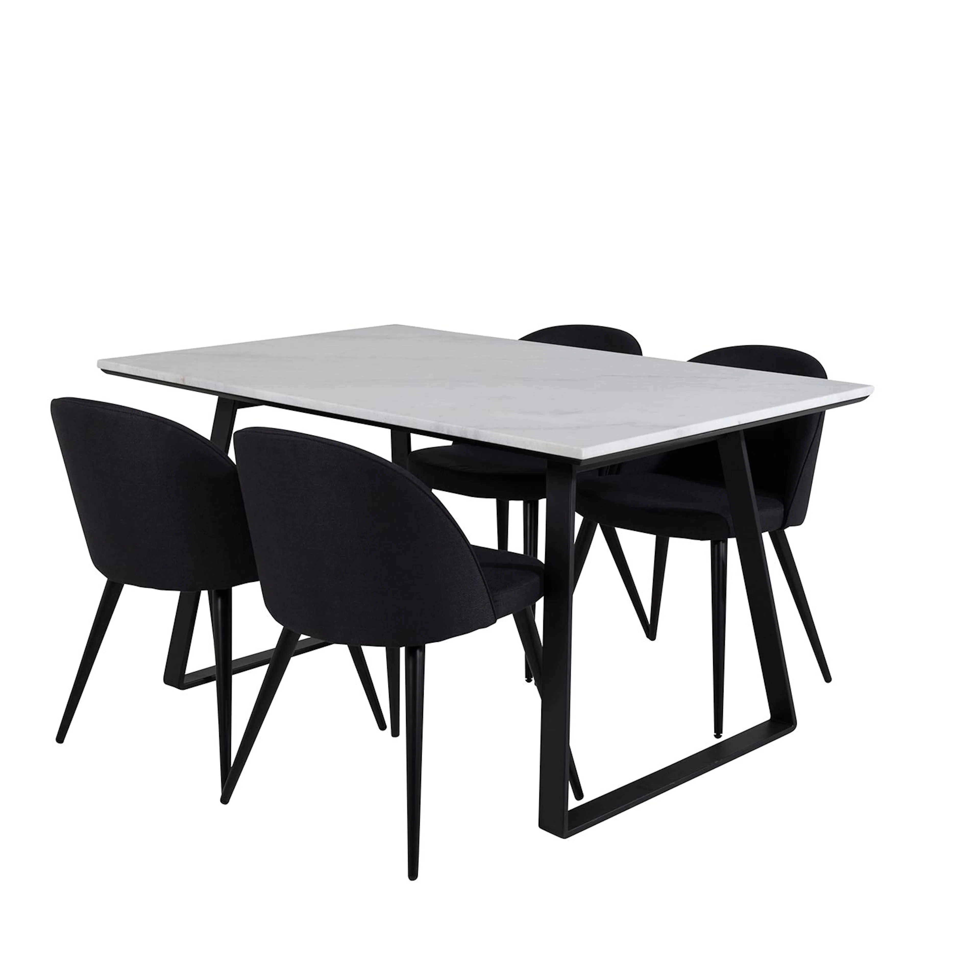 Estelle Table White/Black+Velvet Chiar- Black Fabric_4 Vit/Svart