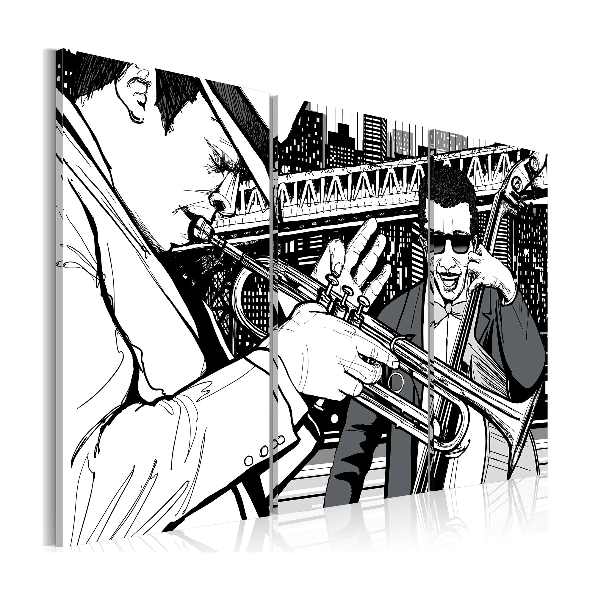 Tavla Arkiio Jazzkonsert På Bakgrunden Av New York Skyskrapor