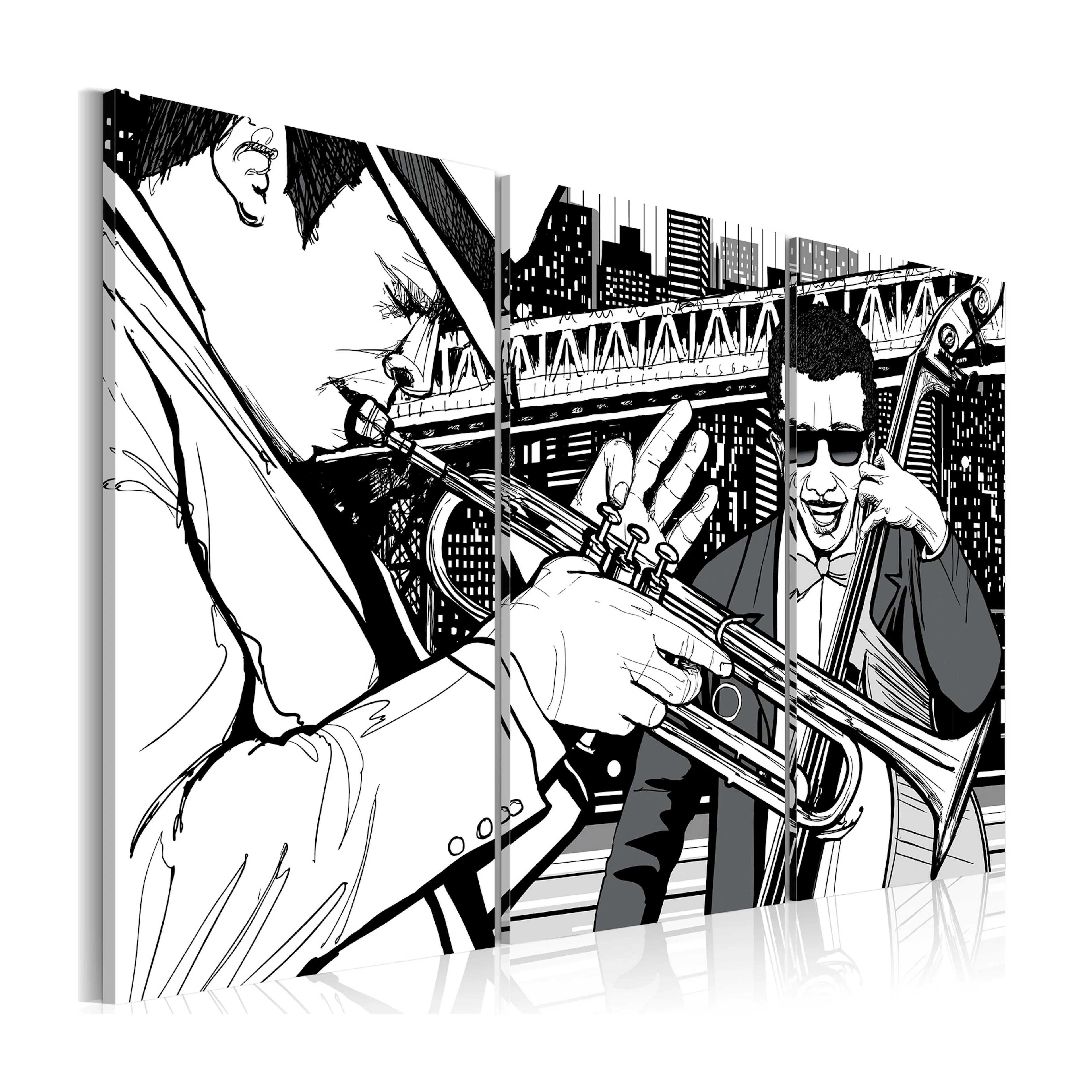 Tavla Arkiio Jazzkonsert På Bakgrunden Av New York Skyskrapor