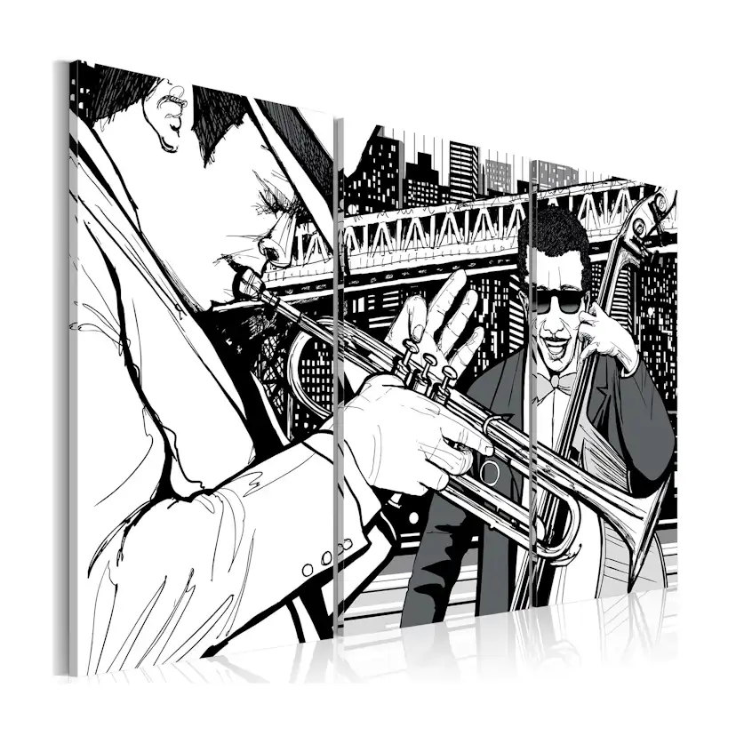 Tavla Arkiio Jazzkonsert På Bakgrunden Av New York Skyskrapor