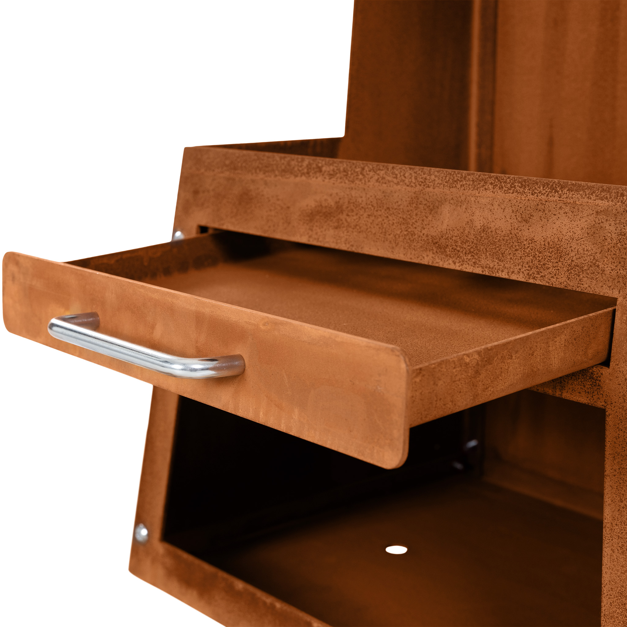 Eldstad Lyfco Cortenstål Hög med Hylla