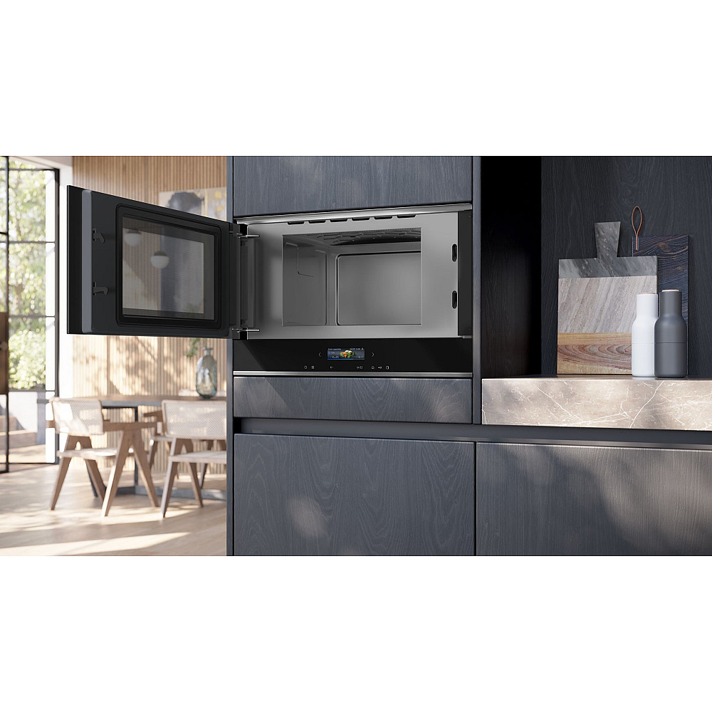 Ugn och Mikro Siemens iQ700 HB772A1B1 + BF722L1B1 Med Pyrolys och TouchControl Svart