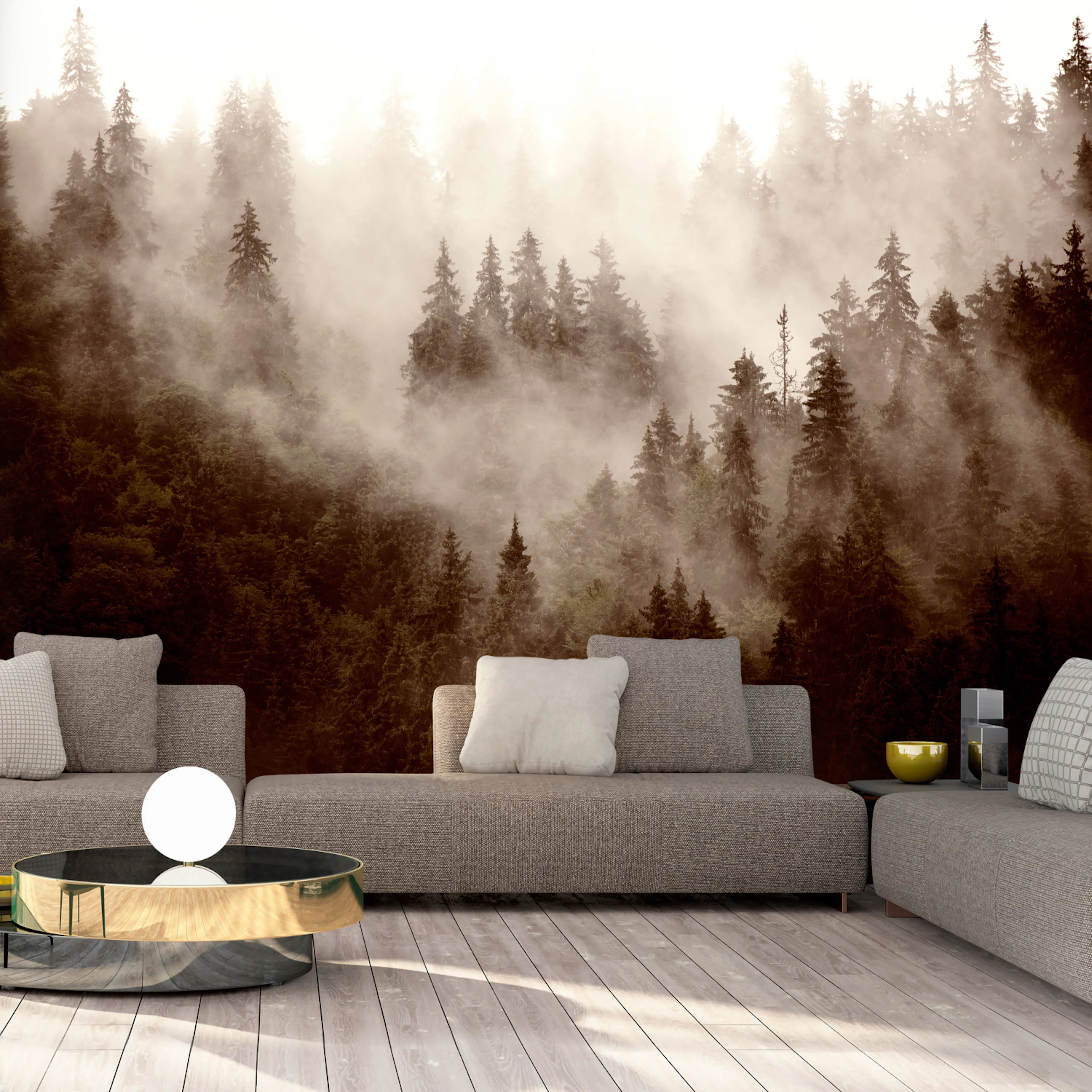 Fototapet - Mountain Forest (Sepia) 450x315 450x315 cm