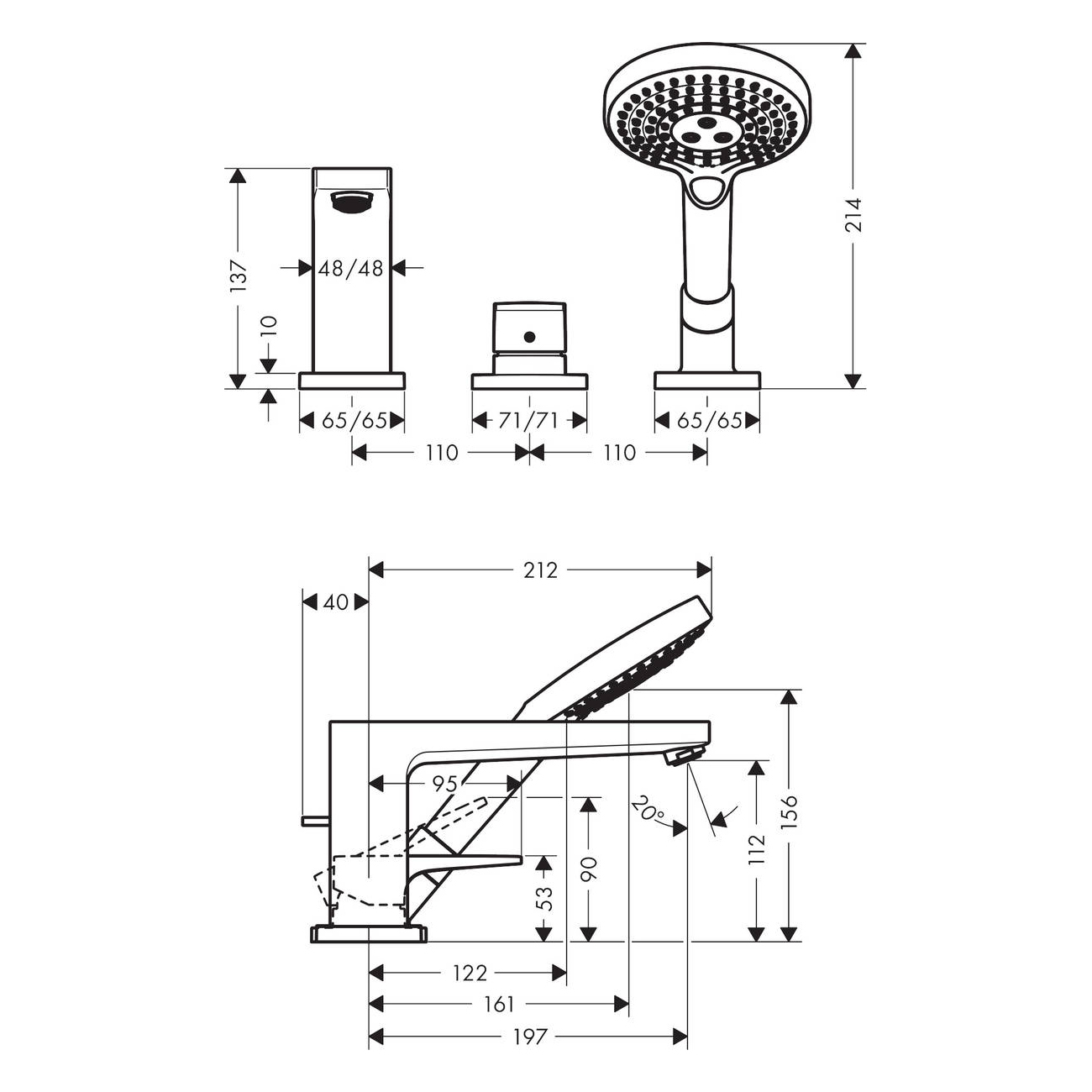 Sargblandare Hansgrohe Metropol 3-håls
