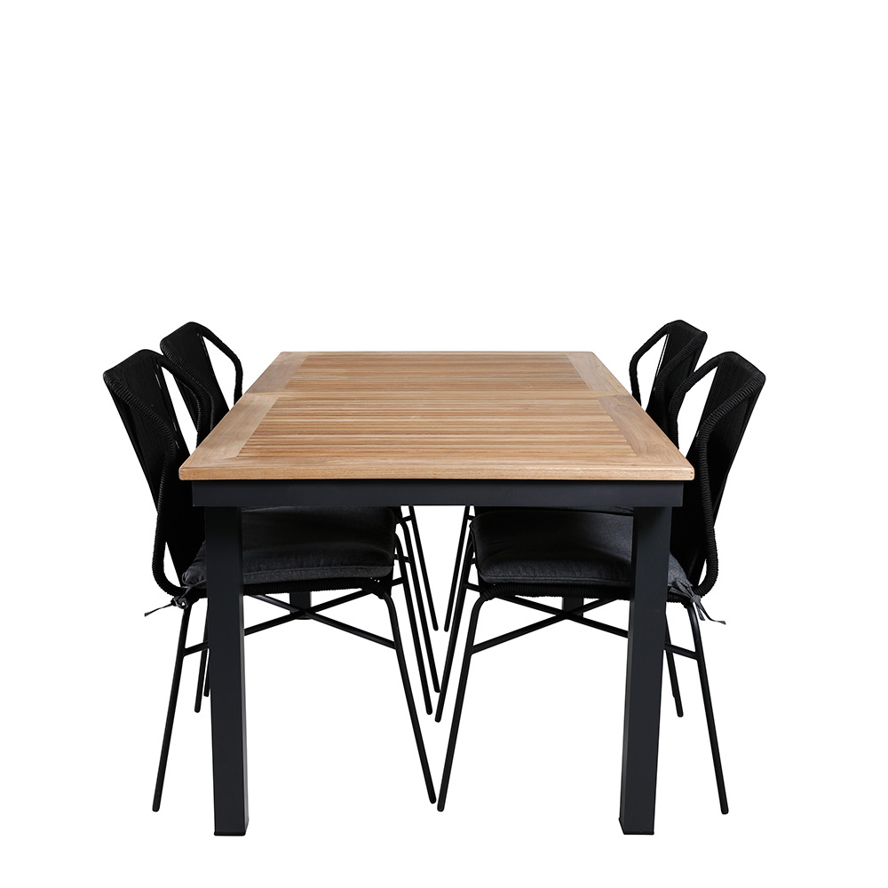 Matgrupp Venture Home Perla med 4 Jefferson Stapelbara Matstolar