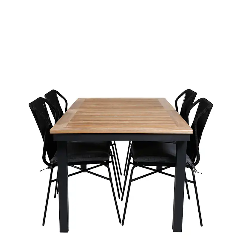 Matgrupp Venture Home Perla med 4 Jefferson Stapelbara Matstolar