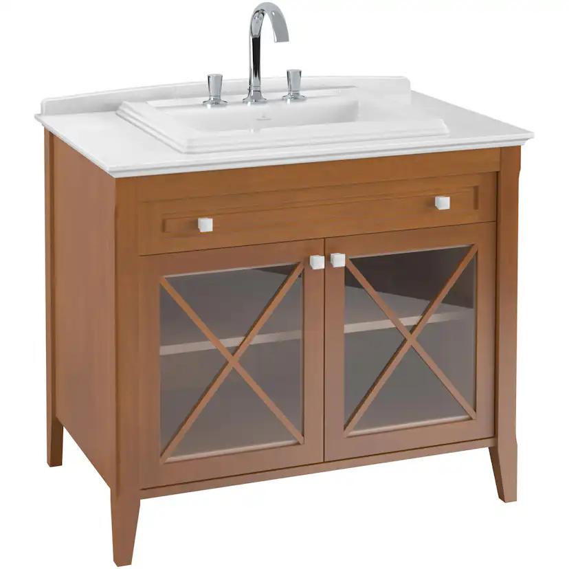 Tvättställspaket Villeroy & Boch Hommage 985 Trä med Bänkskiva i Vit Marmor