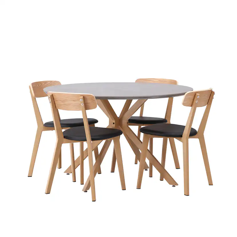 Matgrupp Venture Home Piazza Ø120 cm med 4st Sanjos Matstolar