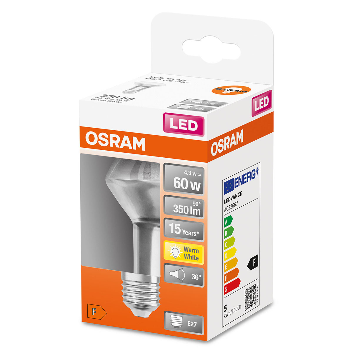 LED-Lampa Osram R63 (60) E27 36gr 827