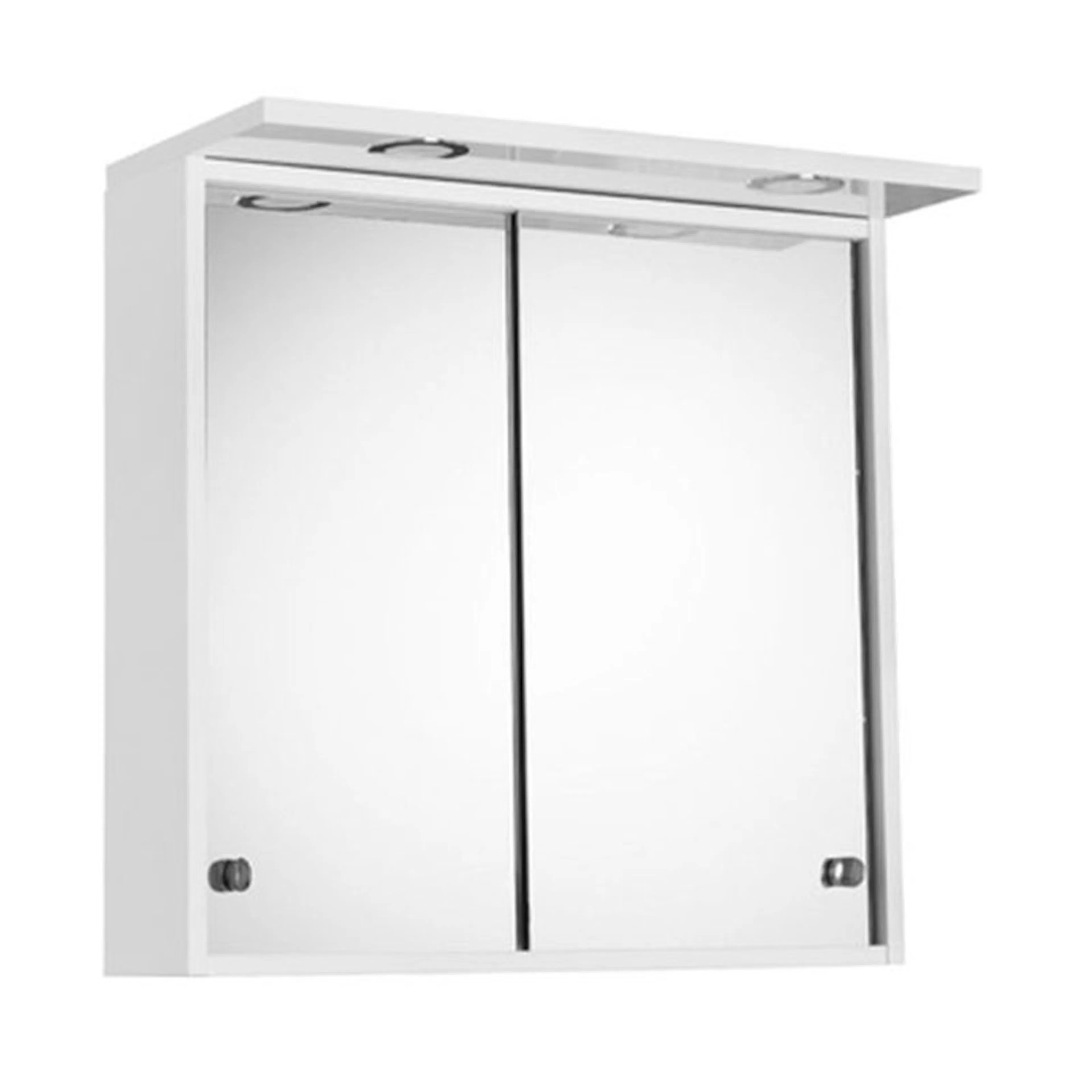 SPEGELSKÅP BASIC AQUA VIT HÖGBLANK LED4 BxHxD: 598x594x270 mm, Utan eluttag, Med toppbelysning, 4 st spotligths