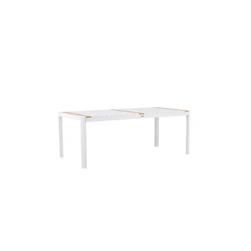 Togo Dining Table, White, Teak, Aluminum Vit