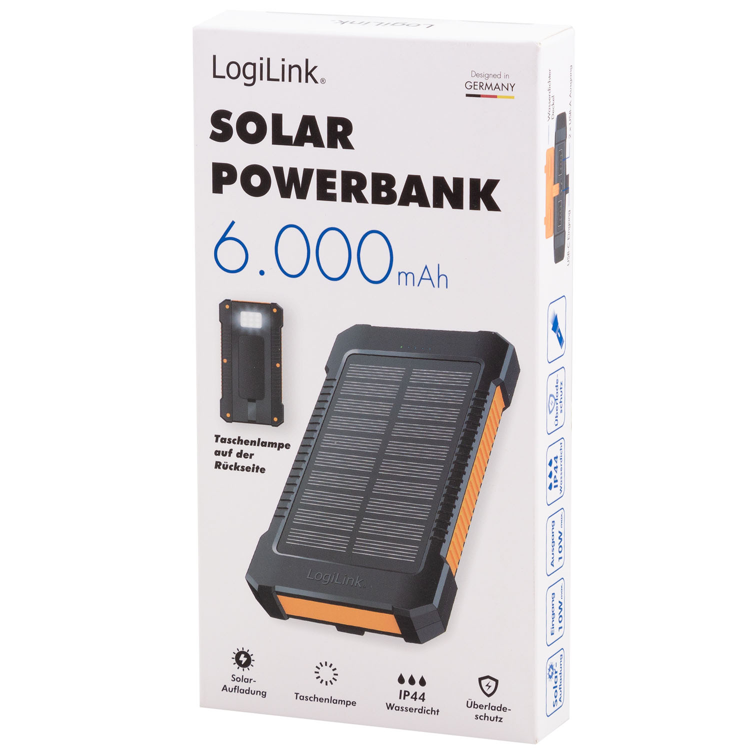 Solcells-Powerbank LogiLink 6000mAh 2xUSB-A 10W