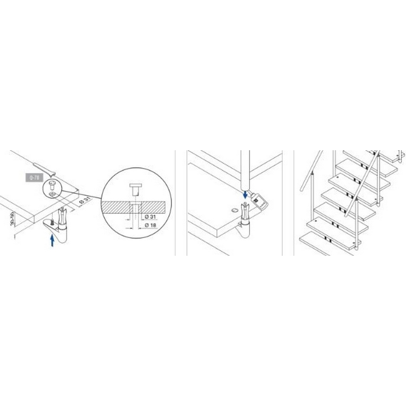 Räckesstolpe Herrljunga Ledstångsfabrik Undermonterad Inomhus