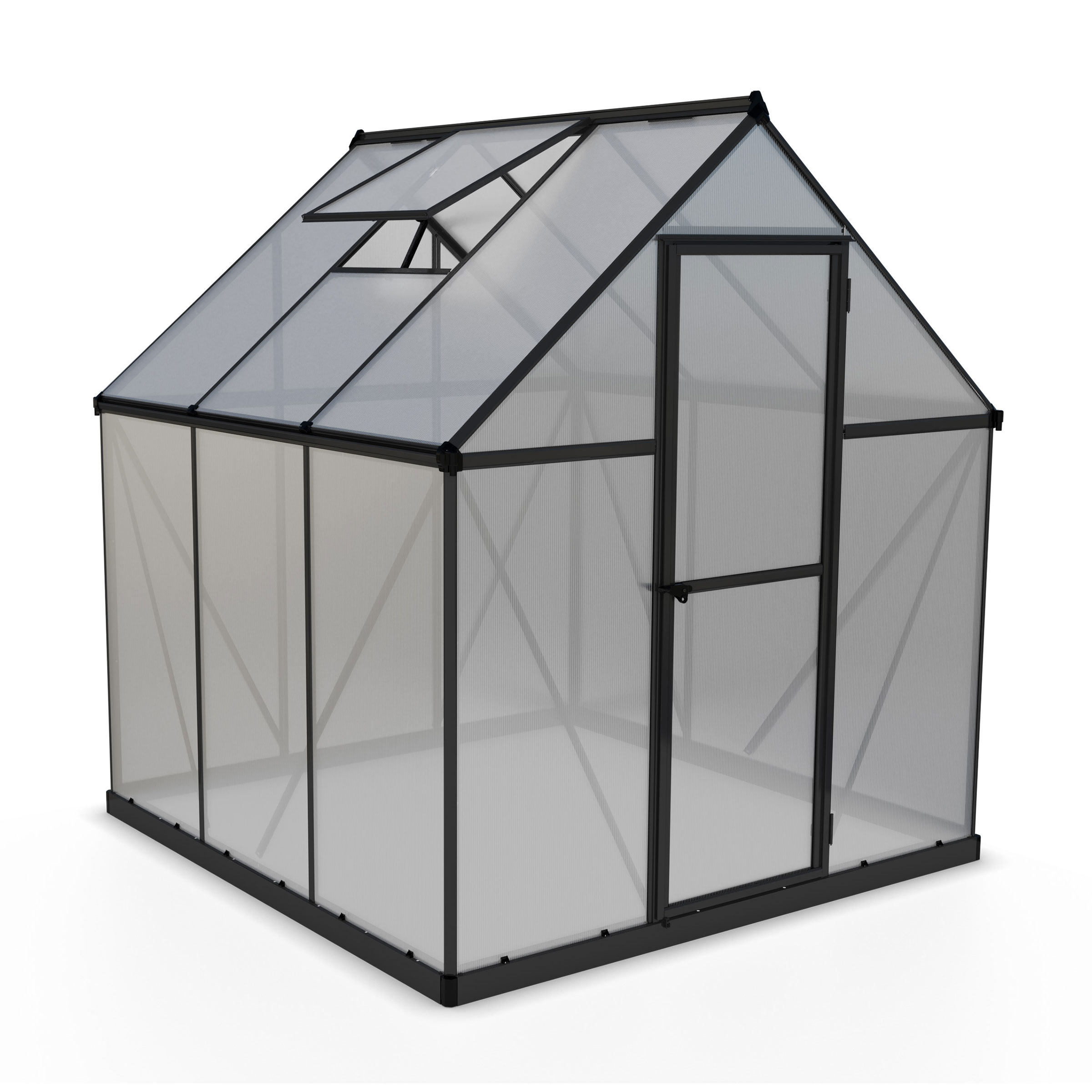 Växthus gop Mythos, Svart Aluminiumstomme med UV-Skyddade Polykarbonatskivor, 3,4 m²