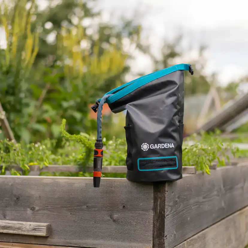 Textilslang Liano™ Xtreme 15 m Set med strålmunstycke och förvaringsväska