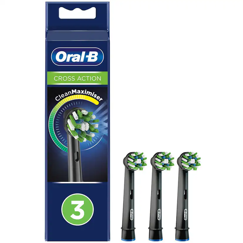 Borsthuvud Oral-B Cross Action Black 3 st