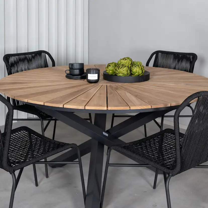 Matgrupp Venture Home Meya med 4 Jefferson Stapelbara Matstolar