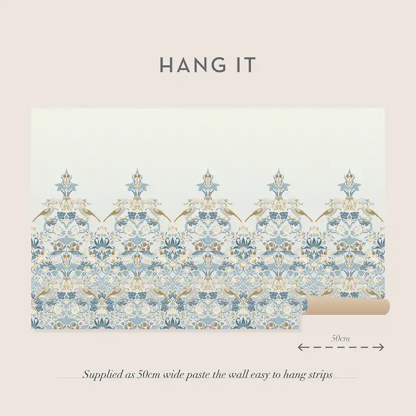 Fototapet William Morris At Home Strawberry Thief Soft Blue