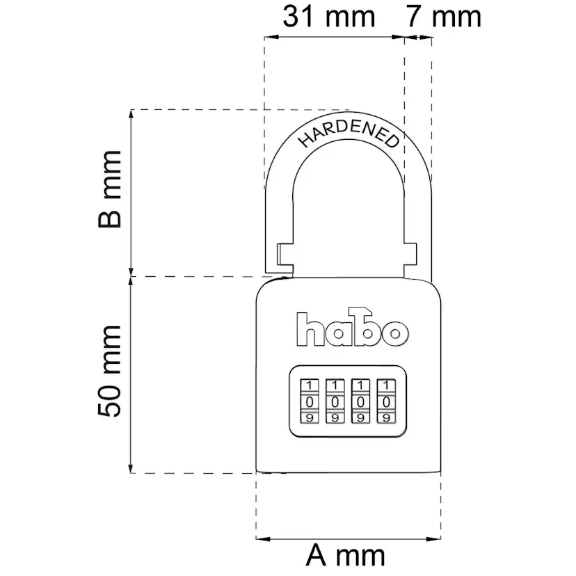 Hänglås Habo 203-50 Kombi