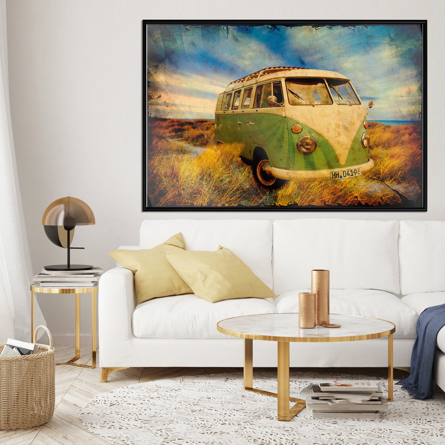 Affisch - Retro Bus [Poster] 60x40 Svart ram, 60x40 cm