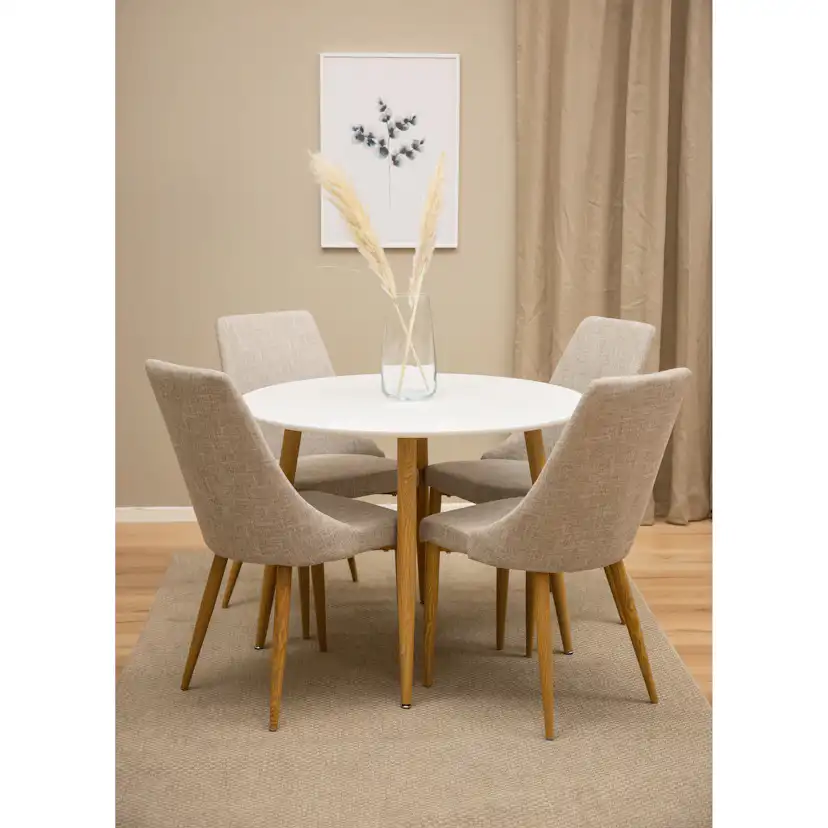 Plaza Runt Matbord - Ek-Look / Vit - ø100*H75 Vit