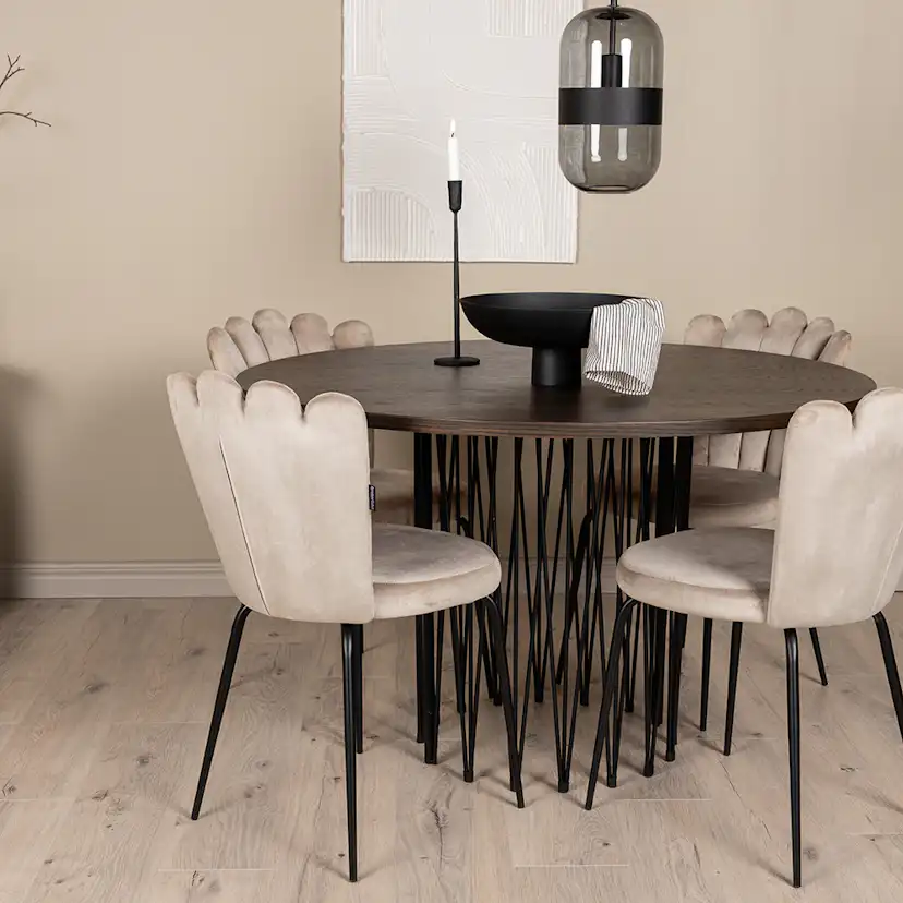 Matgrupp furniture/fashion Stone Ø120 cm med 4 Limhamn Light Stolar
